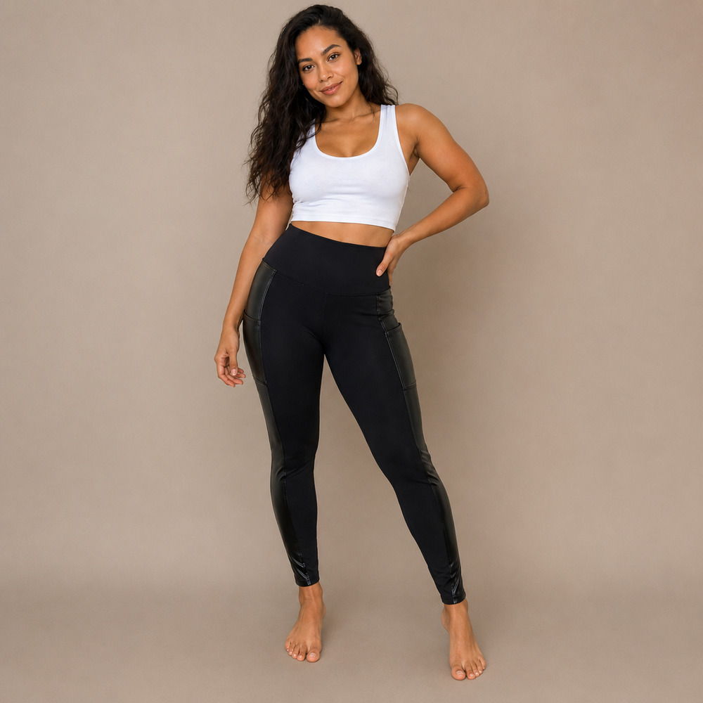 Spanx Every Wear Active Gloss Pocket Leggings Black Compression Large